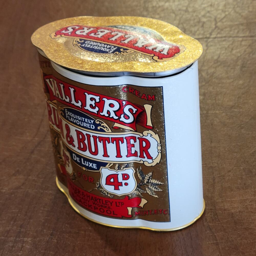 Collectible Waller’s Rum & Butter English Candy Tin Can Empty - Picture 3 of 8